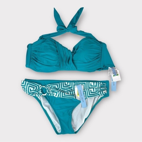 Antonio Melani Aqua Bikini - Top Large/Bottoms Medium - NWT - Picture 1 of 11
